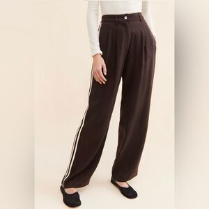 Donni Twill Pleated Stripe Pants